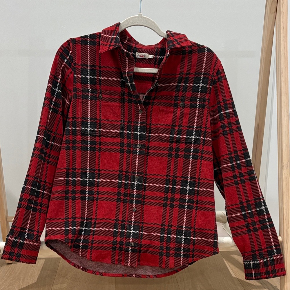 Faherty womens Red and Black Plaid Shirt